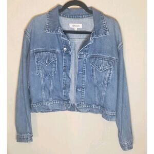 Etica Women's Denim Jacket Cropped Small‎ Preused Good Classic Jean Jacket